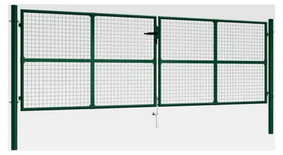 Produktbild von Gartentor Einfahrtstor Gartenzaun Doppeltor Doppelflügeltore Zauntor Metall Hoftor Mesh-Gartentor Stahl 400 x 125 cm Grün