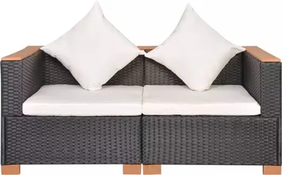 Image de vidaXL Canapé de jardin Poly rotin noir