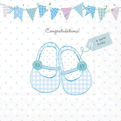 Produktbild von 20 Servietten Baby Shoes blue - Babyschuhe in blau 33x33cm