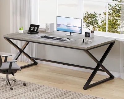 Schreibtisch 180x80 cm, grau, Holz & Metall, Homeoffice