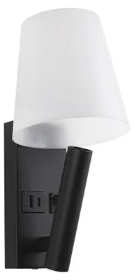 Imagen del producto de LED Solution: Lámpara LED de pared negra con carga USB/PD, 2W, modelo 240016