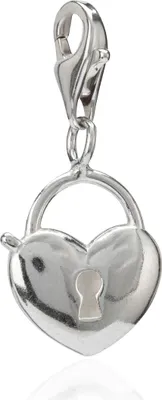 Produktbild von Damen Charm-Anhänger Liebesschloss Herz 925 Silber 14x12mm für Bettelarmband