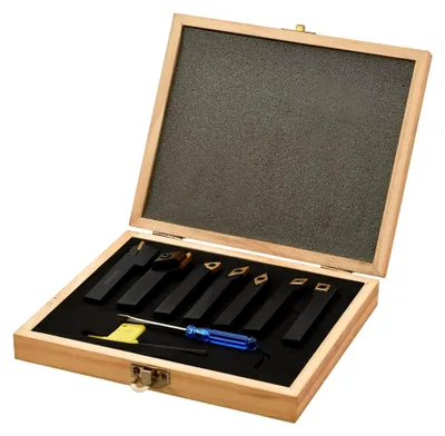 Produktbild von 12-teiliges Drehmeißel-Set mit Wendeplatten 12x12 mm und 80 mm Drehwerkzeugen