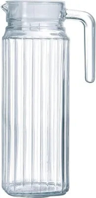 Produktbild von Wasserkrug mit Deckel und Griff, Glaskaraffe mit Ausguss, Eisteekrug, Glaskrug - 1100 ml