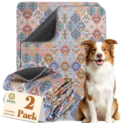 Image de Gimars, lot de 2 tapis pour chiots de 80 x 92 cm, lavables, design bohème, réutilisables