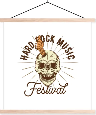 Produktbild von MuchoWow® Textilposter Vintage - Totenkopf - Gitarre 40x40 cm mit holzfarbenen Rahmen - Posterleiste