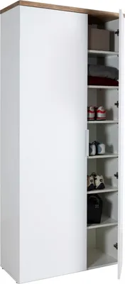 Produktbild von Mehrzweckschrank - 82 x 189 cm - 2 Türen - Riviera Eiche Nachbildung - Weiß Hochglanz