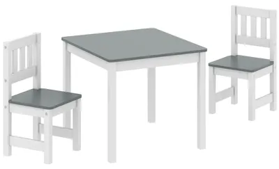 Obrázok produktu pre Detský stolík s 2 stoličkami | Farba: sivá + biela | Rozmery: 52 x 56 x 48 cm