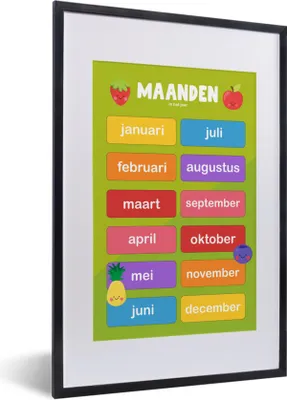 Produktbild von MuchoWow® MuchoWow® Gerahmtes Poster Kinderzimmer - Monate - Bildung - Jungen - Mädchen - Kinder - Grün - Kinder 40x60 cm - Poster mit zchwarzem Bilderrahmen - Poster in Rahmen