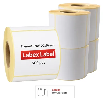 Immagine prodotto di Etichette termiche 70x70 mm - 2500 pezzi, 5 rotoli
