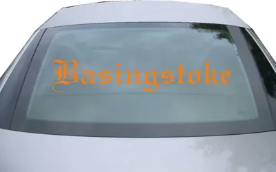 Produktbild von Indigos UG - Aufkleber Heckscheibe & Motorklappe DE6594 - orange - 600x110 mm - Basingstoke - Auto Scheiben Fenster Heckklappe Tuning Racing JDM - Die cut