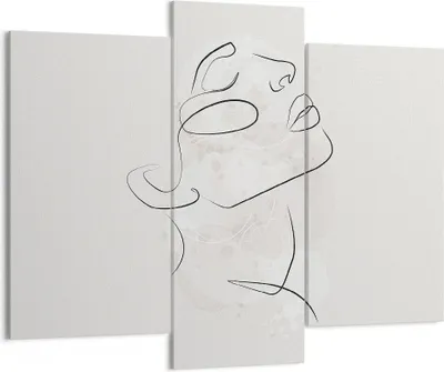 Produktbild von Bild auf Leinwand - Leinwandbild - 3 Teile - Gesicht Linie Skizze - 130x100cm - Wand Bild - Wanddeko - Wandbilder - Leinwanddruck - Bilder - Wanddekoration - Leinwand bilder - CB130x100-5031