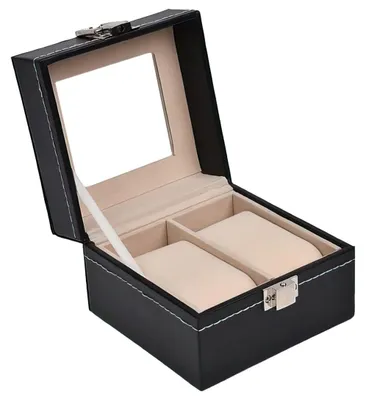Produktbild von Uhrenbox Uhrenkoffer Uhrenvitrine - Kunstleder - Samt - Lederoptik - Für 2 Uhren