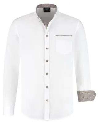 Produktbild von Trachtenhemd mit Stehkragen und braunen Akzenten, Groesse:XL
