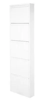 Schoenenkast aus Metall, 5 Türen, Weiß, 50x13,5x169 cm