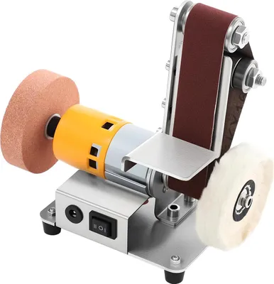 Produktbild von Mini Bandschleifer - elektrischer Tischschleifer - 304 Edelstahl - 9000 U/min - 7-stufige Drehzahlregelung - 110–240 V - 775-Motor - 15×12×18 cm - Silber