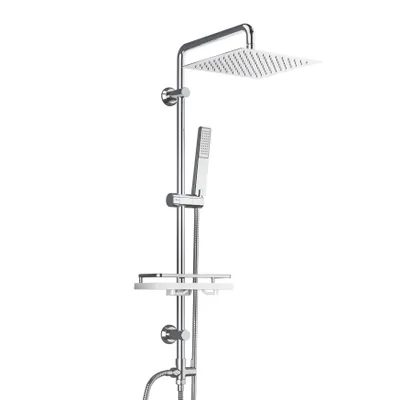 Produktbild von JOHO Regendusche Duschsystem mit Ablage, Edelstahl Duschset ohne Duscharmatur Chrom (Kopfbrause 20x20cm)