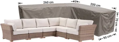 Produktbild von Raffles Covers L-Form Abdeckschutz 260 x 200 x 90 H: 70 cm | Atmungsaktiv | Wasserdicht | UV-beständig | Doppelnähte | Elastischer Kordelzug