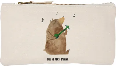 Produktbild von Mr. & Mrs. Panda Schlampermäppchen Bär Gitarre Größe S Klein - Weiß - Geschenk, Make-Up Tasche, Federmappe, Schlamper, Pouch, Teddy, Waschtasche