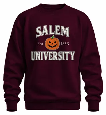 Zdjęcie produktu dla Bluza Salem University Halloween Kürbis Jack O Lantern Vintage Retro Uni , bordowy, XXL
