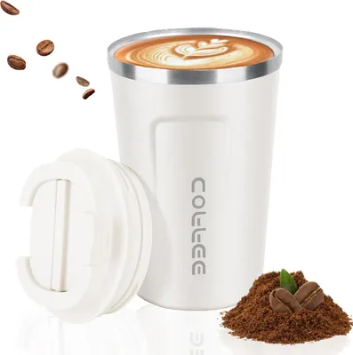 Produktbild von 380ml Edelstahl Thermobecher To Go mit Deckel für Reise und Camping