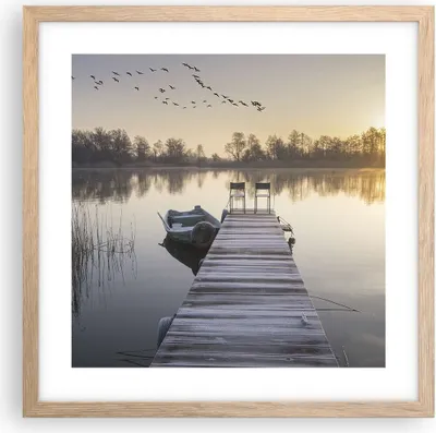 Produktbild von Gerahmtes Poster - Rahmen in heller Eiche - Brücke Westen die Sonne - 40x40 cm - Wand Bild - Wanddeko - Wandbilder - Wandposter - Bilderrahmen - Bilder - Kunstdruck - Wandbild - P2NAC40x40-4197