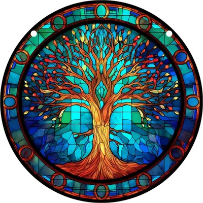 Produktbild von Sonnenfänger Tree of Life/Typ44/XL – Buntglasfenster KP32328