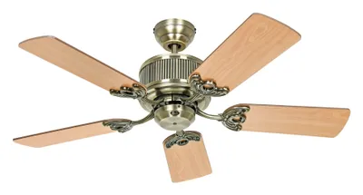 Imagen del producto de Ventilador de techo de bajo consumo con mando a distancia, modelo Eco Elements, de 103 cm, con acabado en latón antiguo