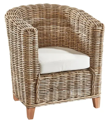Produktbild von Kobolo Sessel Rattansessel RUSTO aus Rattan inklusive Kissen - 80 cm hoch