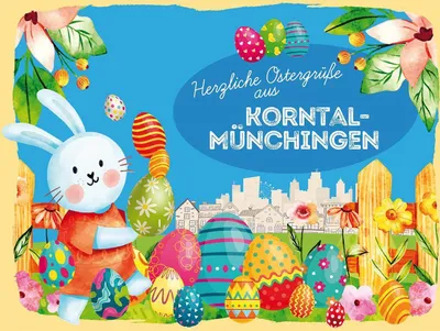 Produktbild von vianmo Holzschild 30x40 cm Ostern Ostergrüße KORNTAL-MÜNCHINGEN