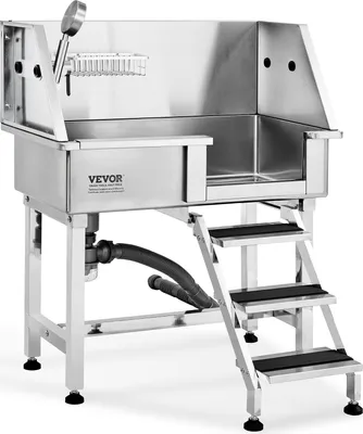 Produktbild von VEVOR Professionelle Hundepflegewanne 86cm Edelstahl Tierbadewanne Hundewaschstation max.100kg Hunden Pflege Dusche Hundewaschanlage Haustierpflegewanne mit linker Tür Hundedusche Waschwanne