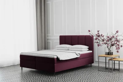 Produktbild von Boxspringbett Schlafzimmerbett MARAL 180x220cm in Stoff Monolith Purpurrot