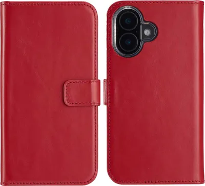 Immagine prodotto di Selencia Custodia a libro in vera pelle per iPhone 16 - Rosso