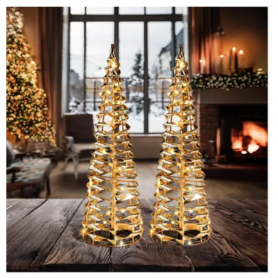 Obrázek produktu pro com-four® 2x LED pyramida s časovačem - 40 cm světelný kužel 30 teplých bílých LED diod