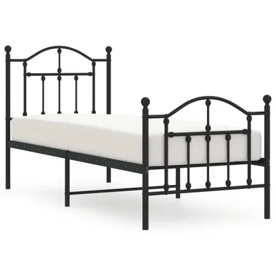 Zdjęcie produktu dla Metalowa Rama Łóżka Z Wezgłowiem I Zanóżkiem, Czarna, 75X190 Cm Lumarko!