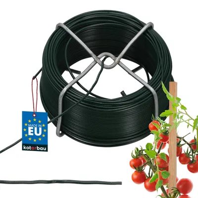 Produktbild von Gartendraht, 1,6 mm, 50 m, PVC-beschichtet, Blumendraht, Bindedraht, Pflanzendraht, Basteldraht, Wickeldraht, Formdraht, Baumbinder, grün