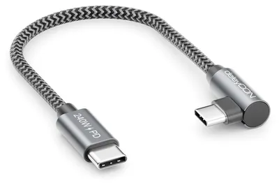 Produktbild von deleyCON 0,15m 100W USB C Ladekabel Kurz Winkel 90 Grad - C auf C - Kabel Gewinkelt für iPhone 17 16 15 Pro Max Air Galaxy A16 A17 A56 S26 S25 S24 S23 Pixel iPad Pro MacBook AirPods Tablet PS5