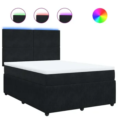 Produktbild von Boxspringbett mit Matratze Schwarz 160x200 cm Samt
