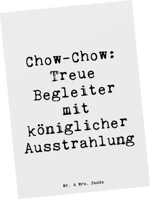 Produktbild von Mr. & Mrs. Panda Postkarte Spruch Chow-Chow Treue Begleiter - Weiß - Geschenk, Ansichtskarten, Hunderassen Vielfalt, bildkarte, Postkarten, Hund, Hunderasse, Grußkarte