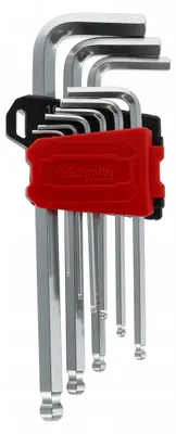 Immagine prodotto di Set di chiavi a Esagono con testa sferica Schmith, serie lunga, 9 pezzi, in acciaio CrV, utensile professionale per officina