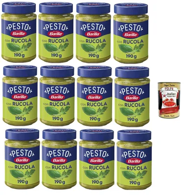 Produktbild von Barilla Pesto Rucola 190 g – 12er Pack | cremig-würzig, servierfertig für Pasta, Sandwich & Dips – ohne Konservierungsstoffe + Italian Gourmet polpa