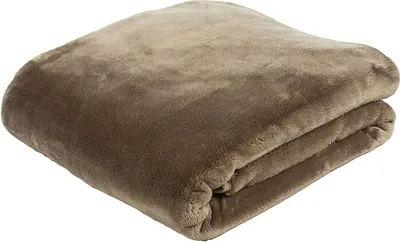 A folded brown blanket on a white background.