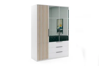 Produktbild von Sorento Kleiderschrank - Weiß, Lamellen Craft Gold - 150 x 61 x 215 cm