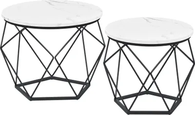 Produktbild von VASAGLE Beistelltisch, 2er Set, abnehmbare Tischplatte, marmorweiß