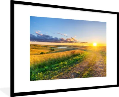 Produktbild von MuchoWow® Gerahmtes Poster Sonne - Natur - Landschaft 90x60 cm - Poster mit Schwarzem Bilderrahmen Wandposter Rahmen Foto Bilder - Wanddekoration - Fotos