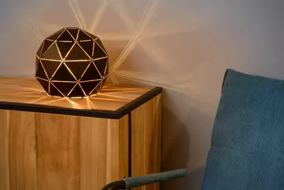 Produktbild von Nachttischlampe Schwarz E27 Ø25 cm Kugelschirm Metall Tischleuchte Schlafzimmer Modern