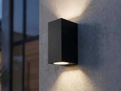 Produktbild von Außenwandleuchte Up and Down eckig Aluminium Anthrazit mit 2x GU10 LED Höhe 15cm