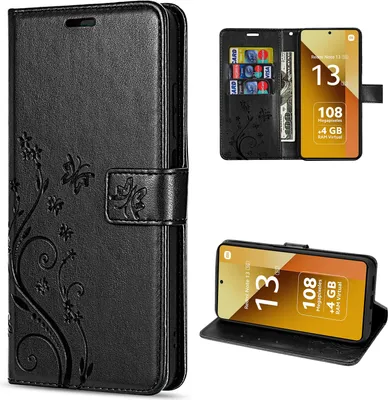Produktbild von Hülle Xiaomi Redmi Note 13 5G, Handy Tasche Handyhülle Wallet Case Flip Cover Schwarz