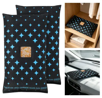 Produktbild von Ikodm Luftentfeuchter Luftentfeuchter Auto 1200g X 2 wiederverwendbar mit Feuchtigkeitsanzeige