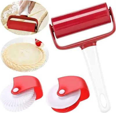 Produktbild von Famanu Gebäckschneider 3-teilig - Pizzaroller, Randdekorateur, Teigschneider